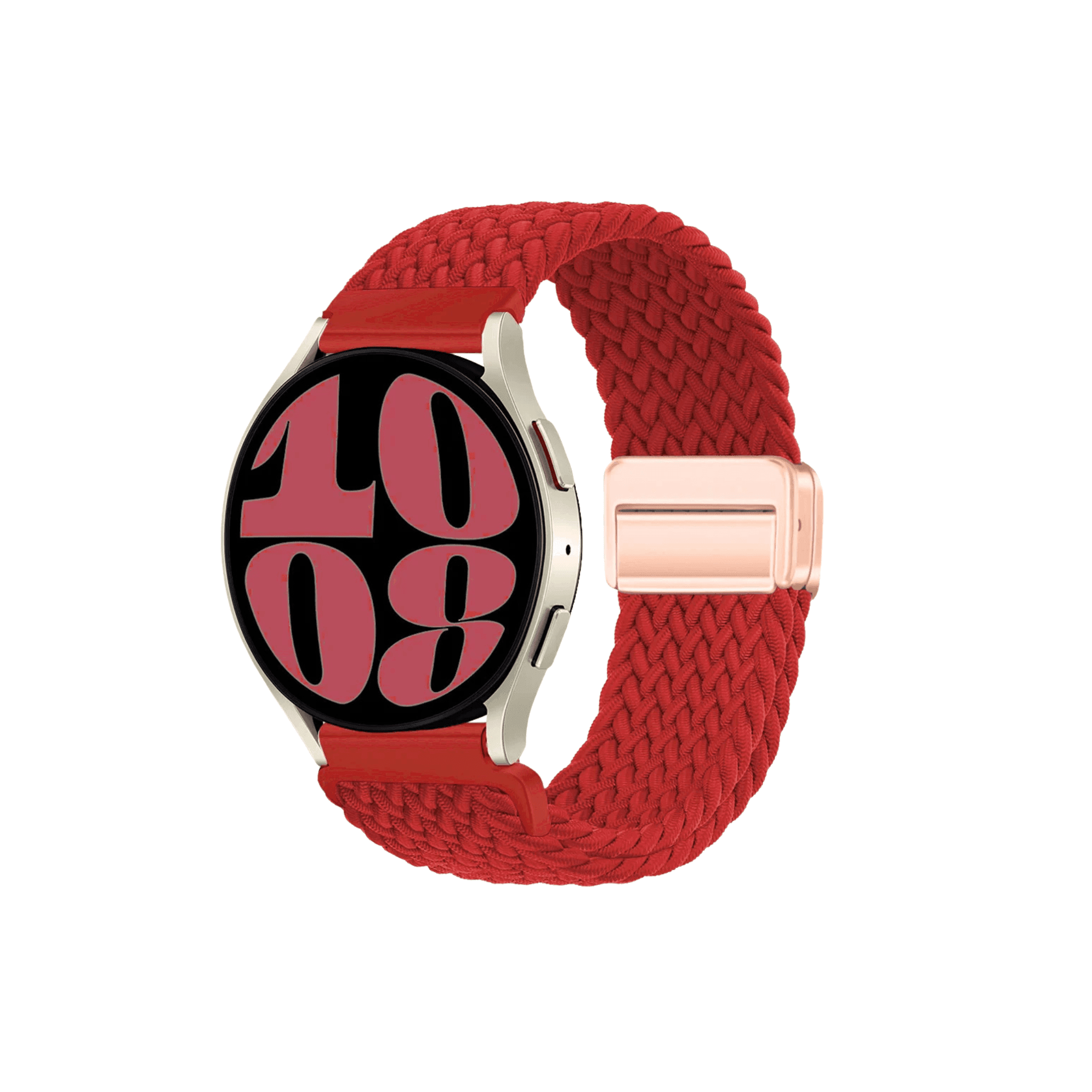 TrailMaster Textilarmband in Rot – farbenfrohes, flexibles Geflecht mit bequemem Magnetverschluss für Smartwatches (20 mm)